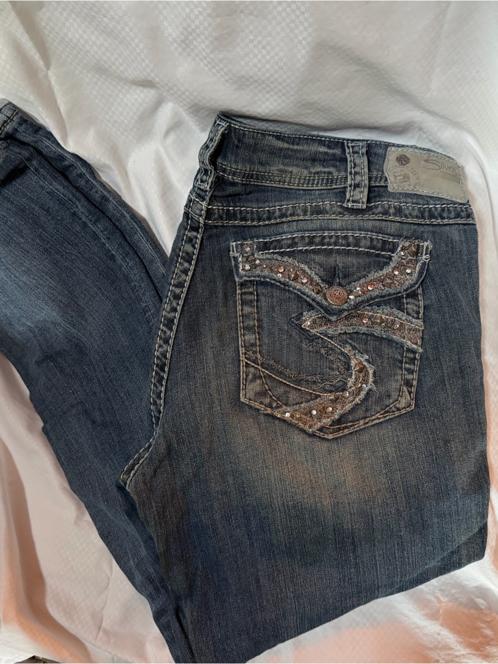 Silver Tab Embellished Dark Wash Women's Jeans